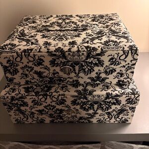 Black and White Damask Patterned Storage Boxes